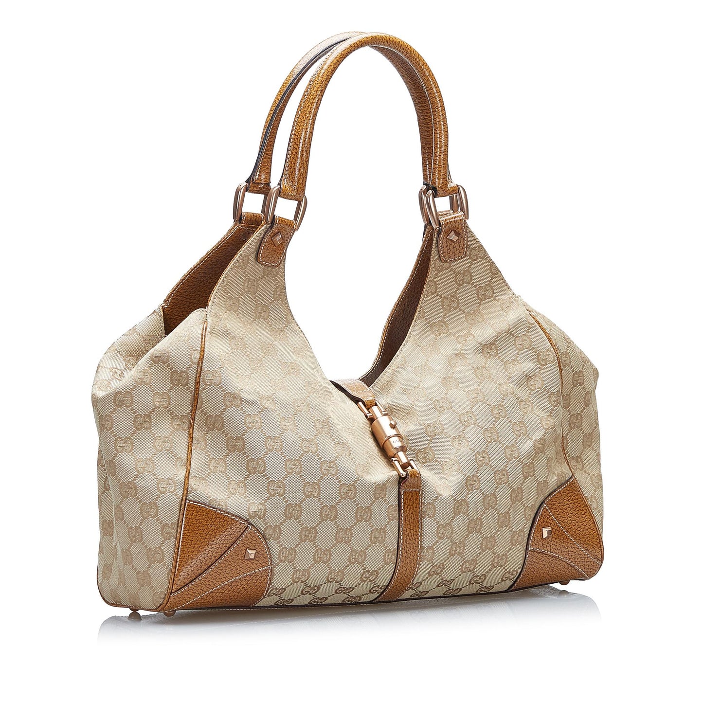 Gucci GG Canvas Nailhead Jackie Bardot (SHG-Lt4rqL)