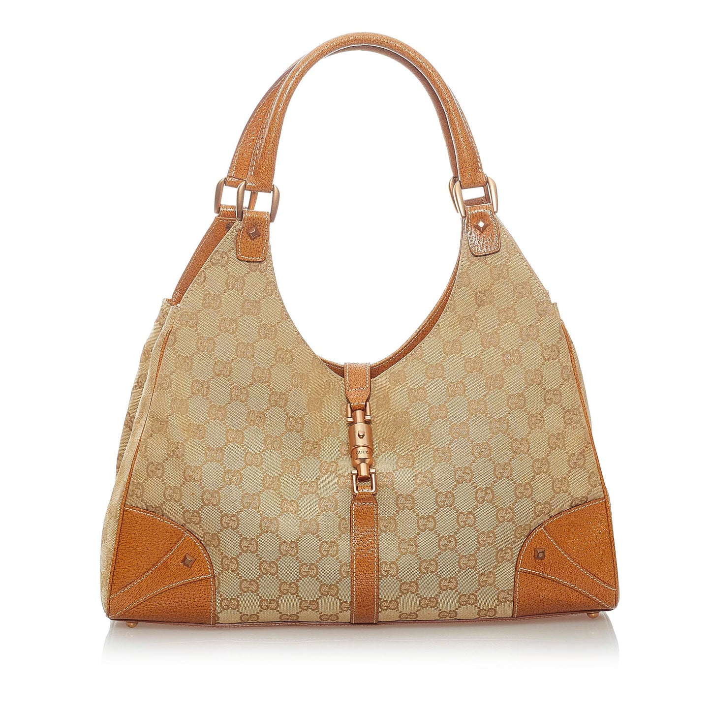 Gucci GG Canvas Nailhead Jackie Shoulder Bag (SHG-33236)