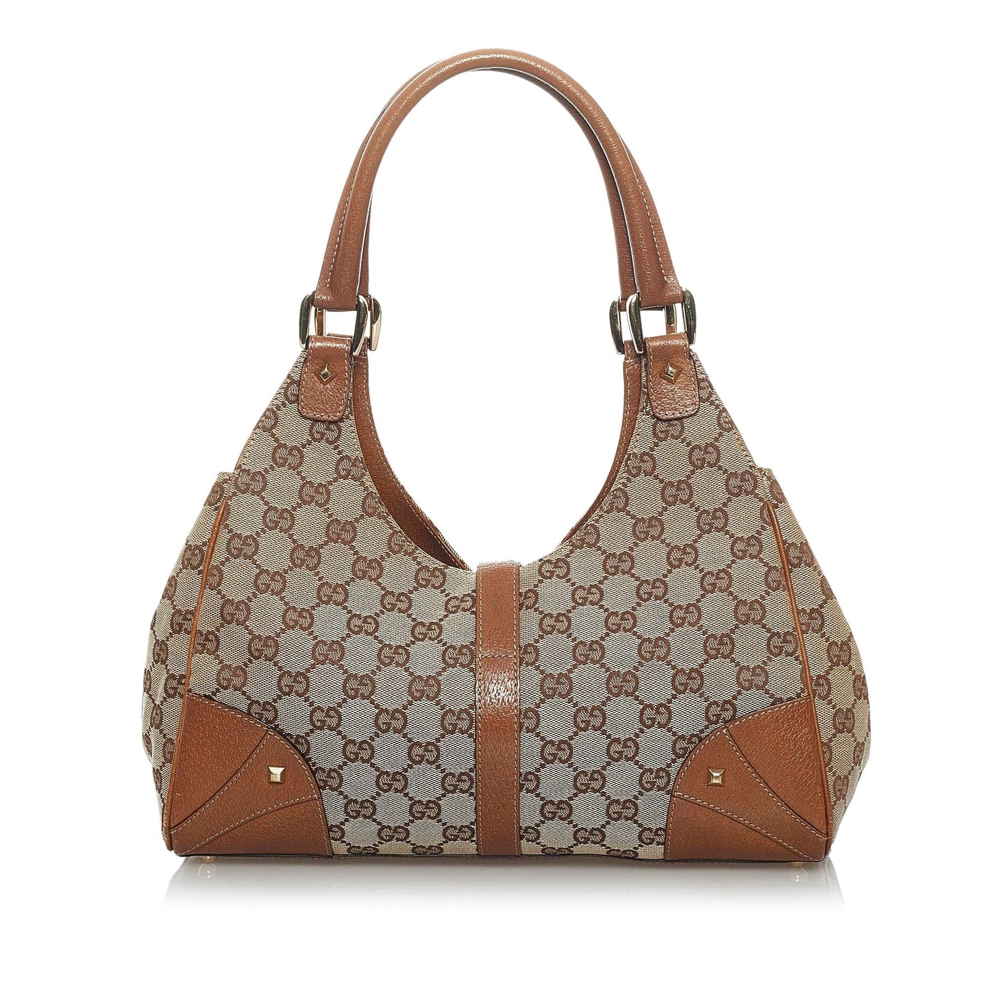 Gucci GG Canvas Nailhead Jackie Shoulder Bag (SHG-33693)