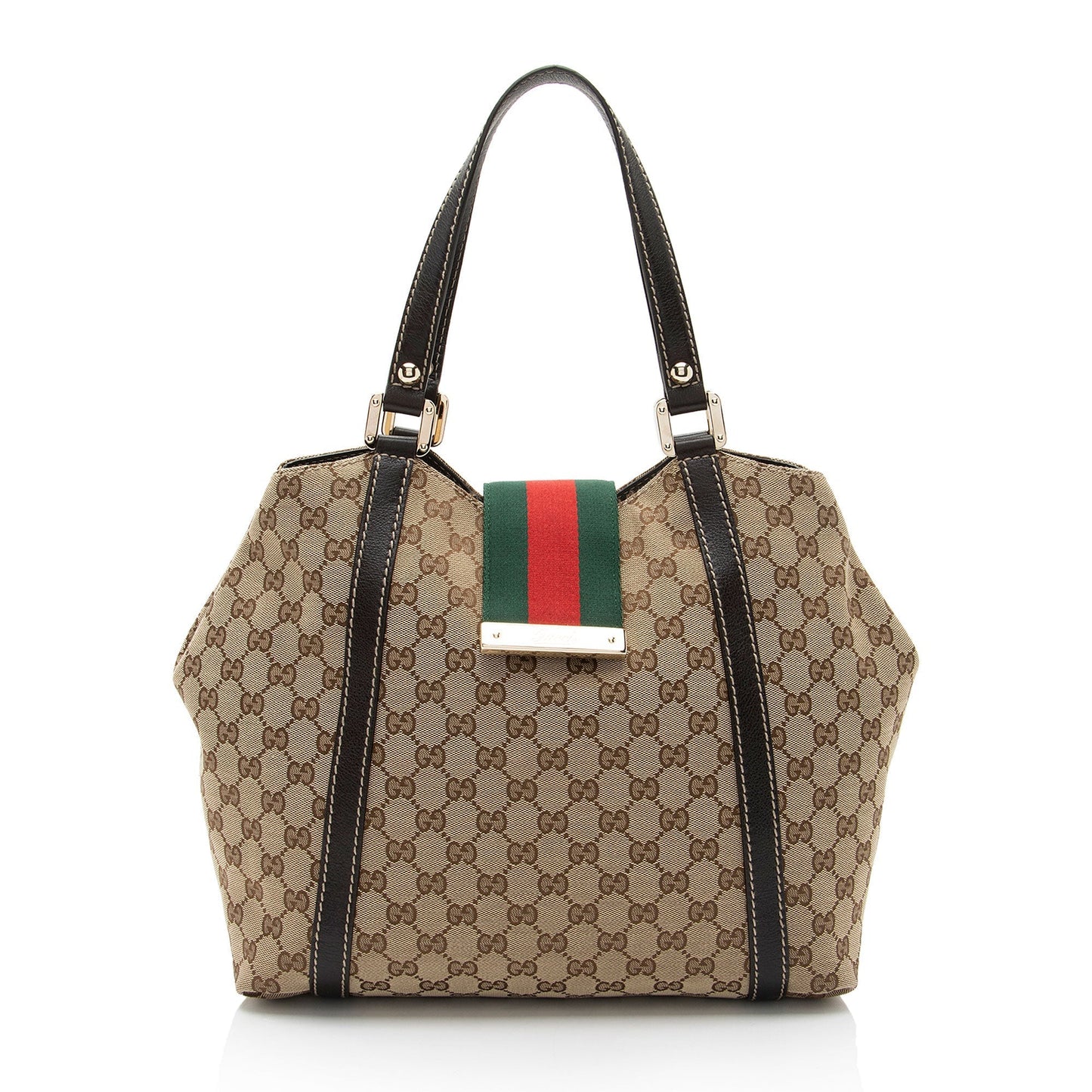 Gucci Nylon Leather Canvas Tote