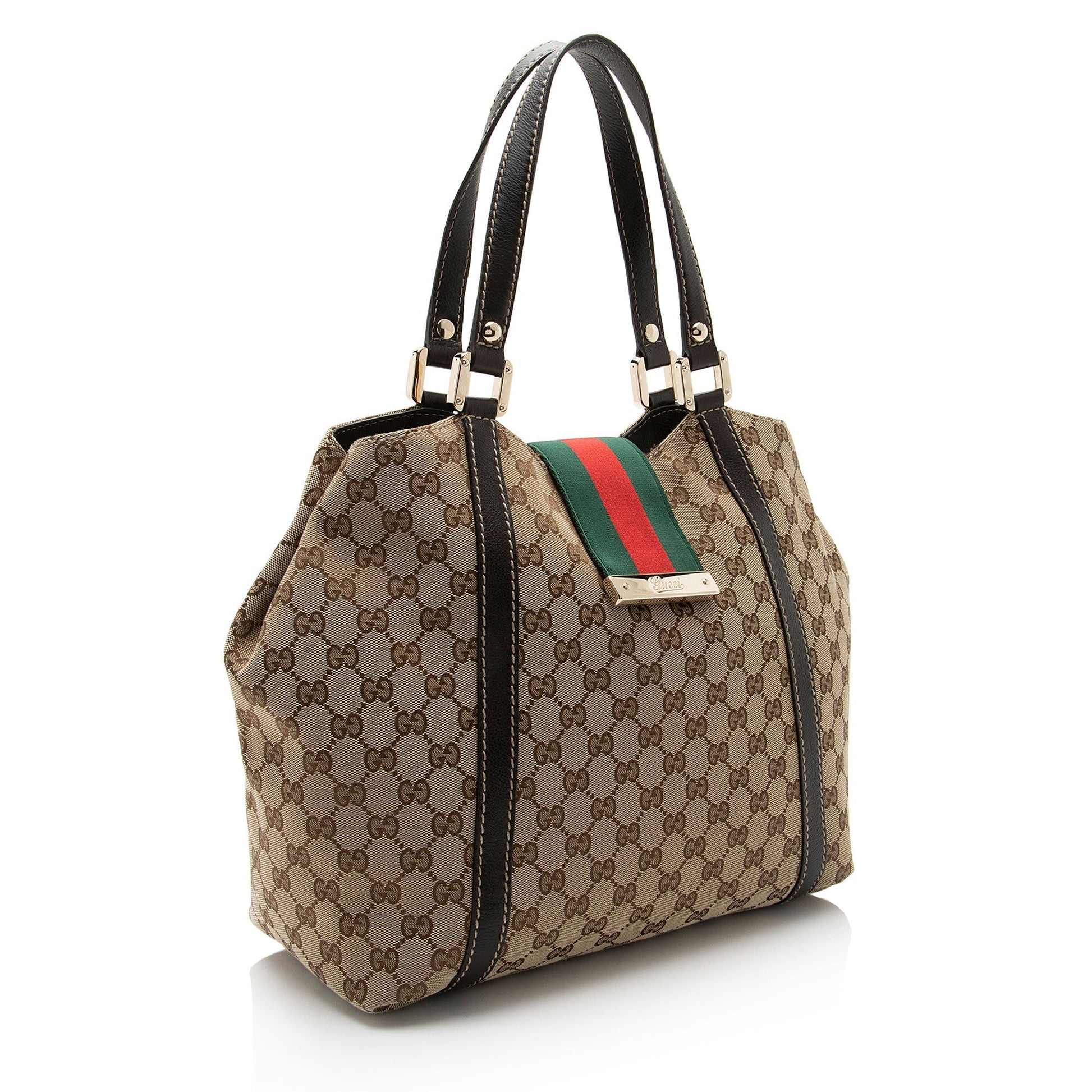 Gucci Nylon Leather Canvas Tote
