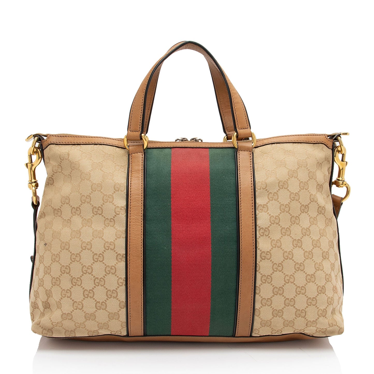 Gucci Nylon Leather Canvas Tote