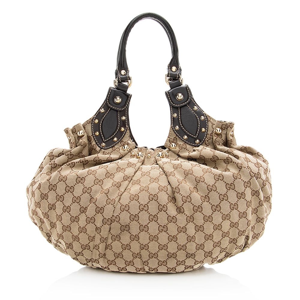 Gucci Leather Canvas Shoulder Bag Style 48