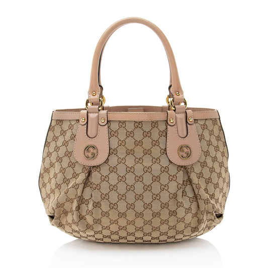Gucci GG Canvas Studded Scarlett Medium Tote