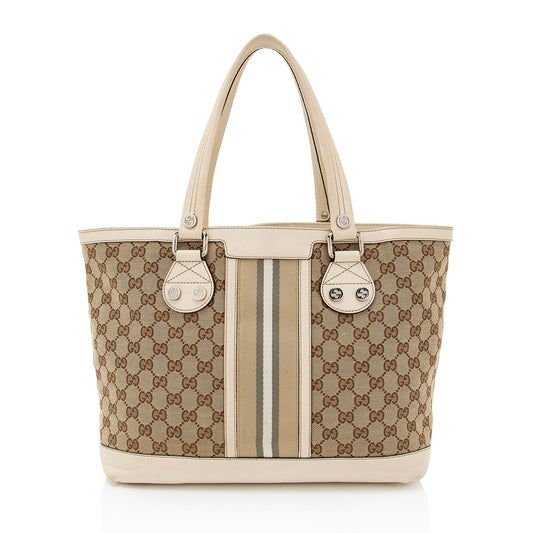 Gucci Sunset Nylon Leather Canvas Tote