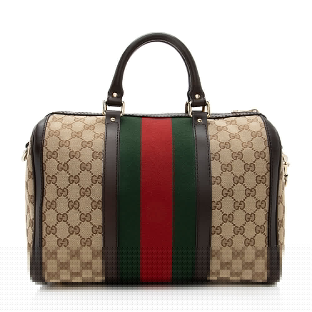 Gucci GG Canvas Vintage Web Medium Boston Bag (SHF-19337)