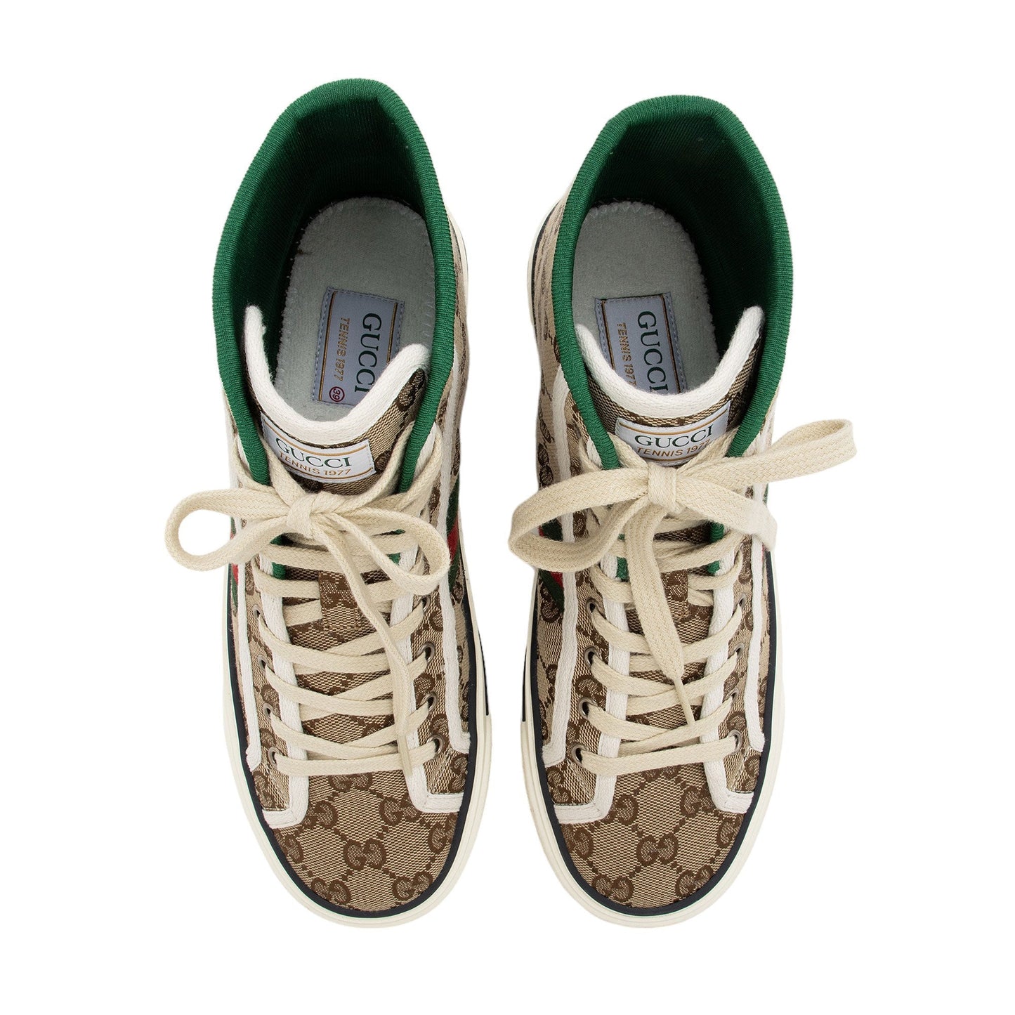 Gucci GG Canvas Web 1977 Tennis High Top Sneakers - Size 9 / 39 (SHF-2Re14P)