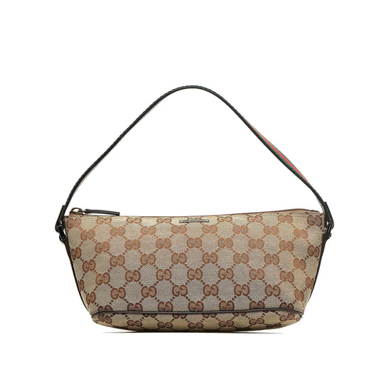 Gucci Pochette Baguette Canvas Shoulder Bag
