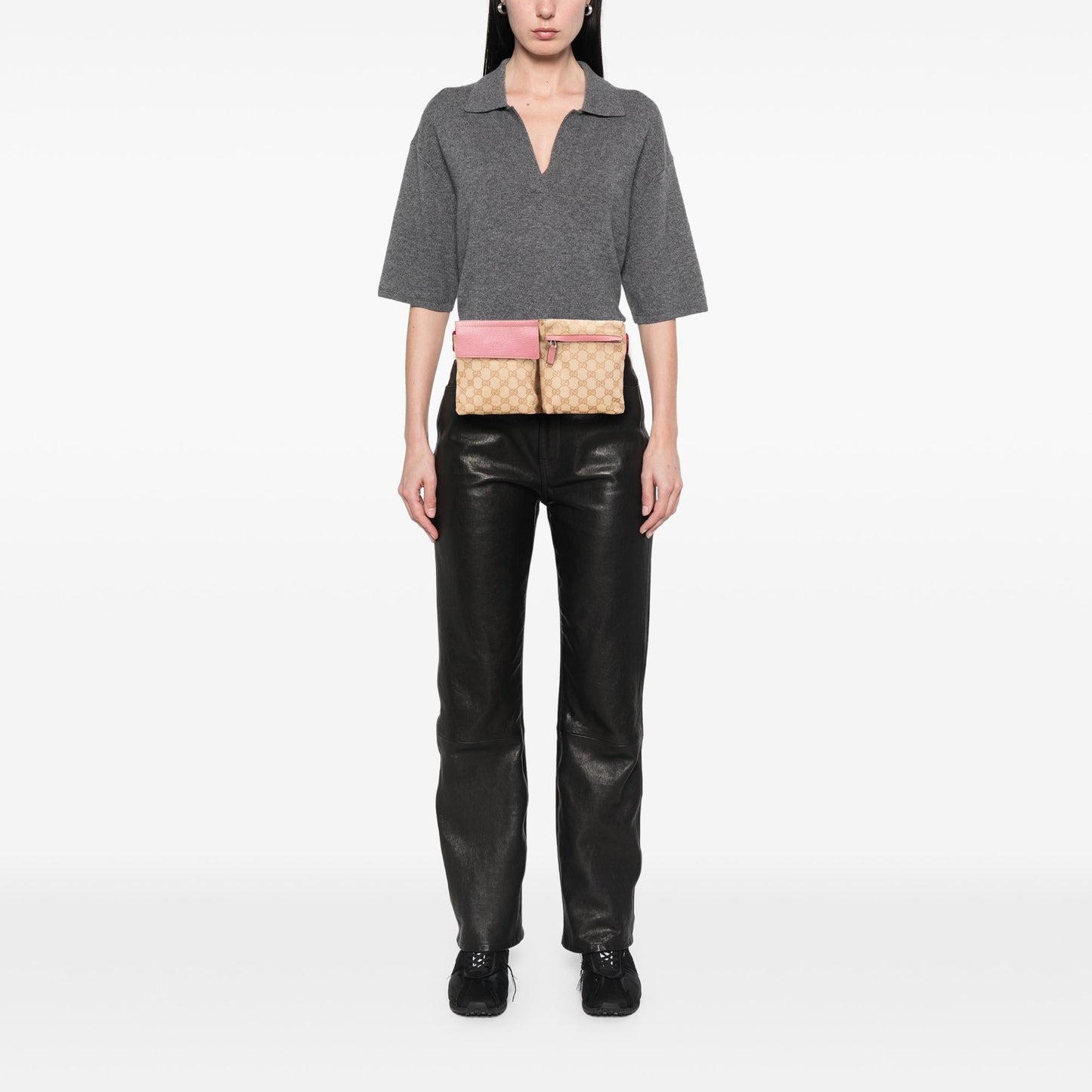 Gucci GG Canvas Web Double Pocket Belt Bag
