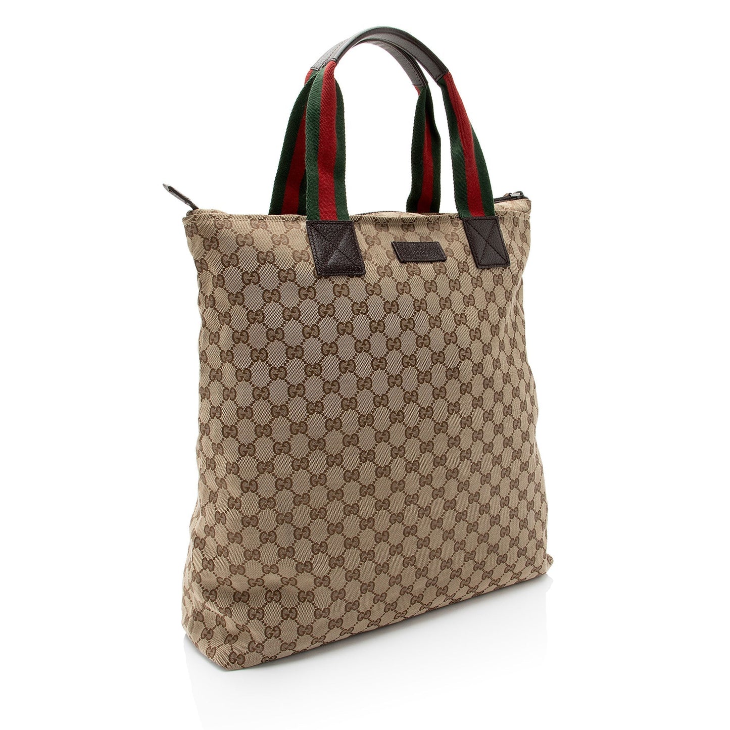 Gucci Nylon Leather Canvas Tote