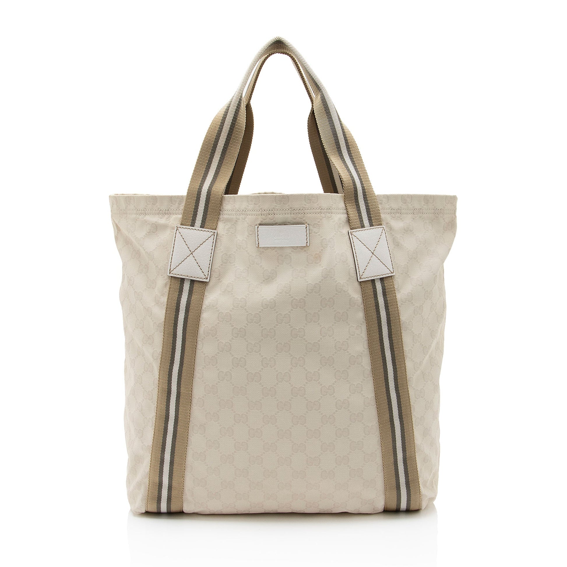 Gucci Nylon Leather Canvas Tote