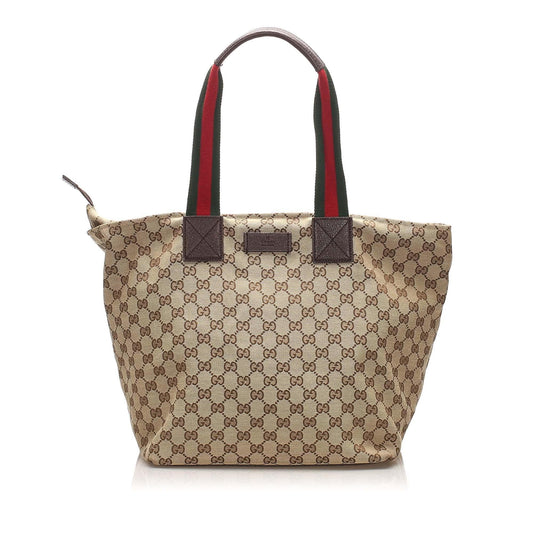 Gucci Web Leather Canvas Tote Style 1