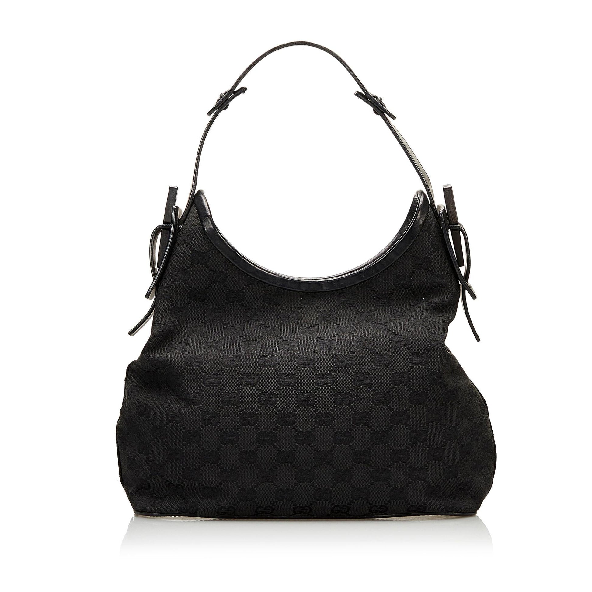 Gucci GG Canvas Wooden Accent Hobo (SHG-35943)