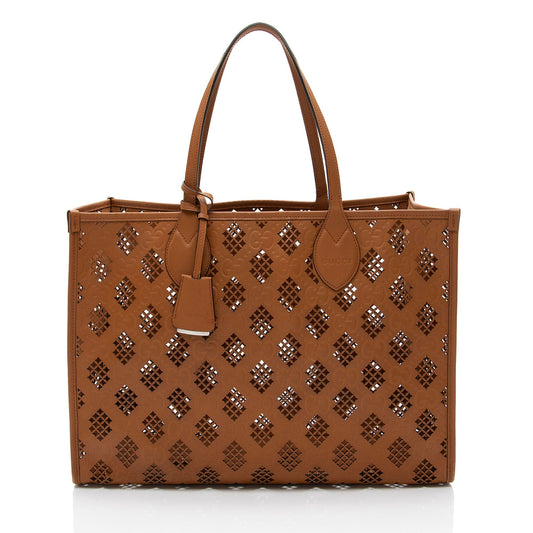 Gucci GG Debossed Calfskin Diamond Cutout Medium Tote