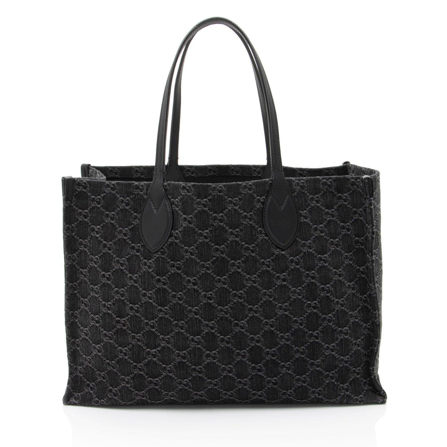 Gucci Pochette Leather Canvas Tote