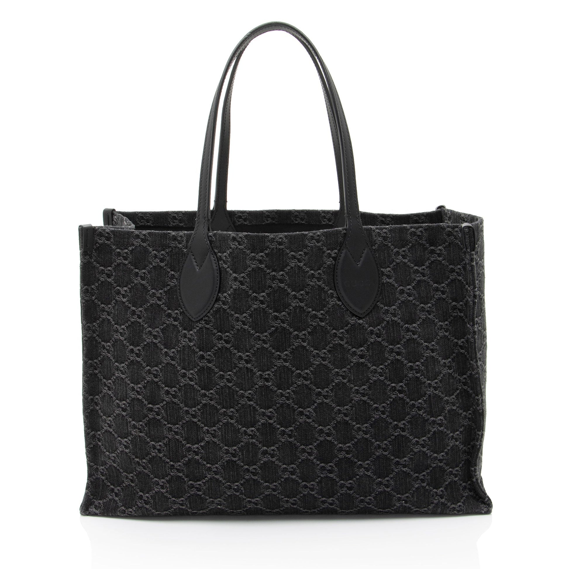 Gucci Pochette Leather Canvas Tote