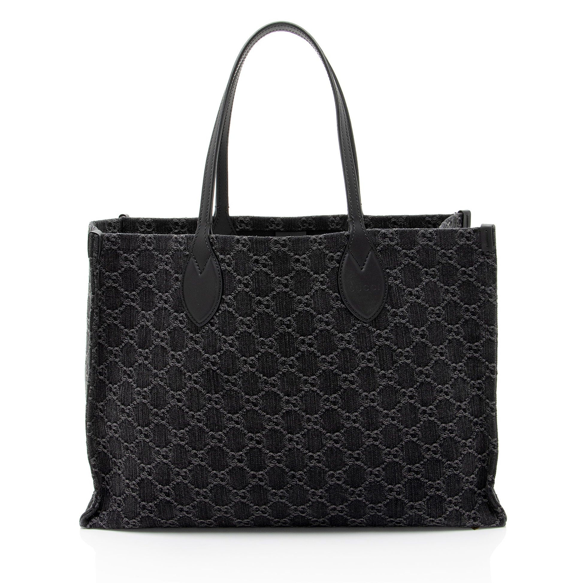 Gucci Pochette Leather Canvas Tote