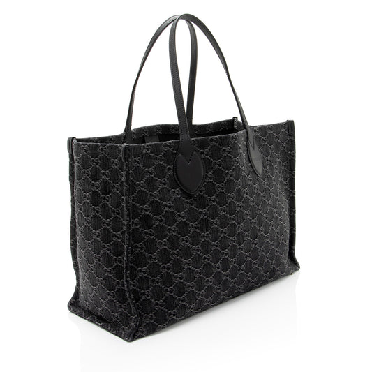 Gucci Pochette Leather Canvas Tote