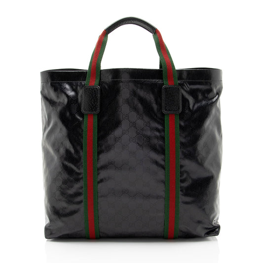 Gucci Nylon Leather Canvas Tote