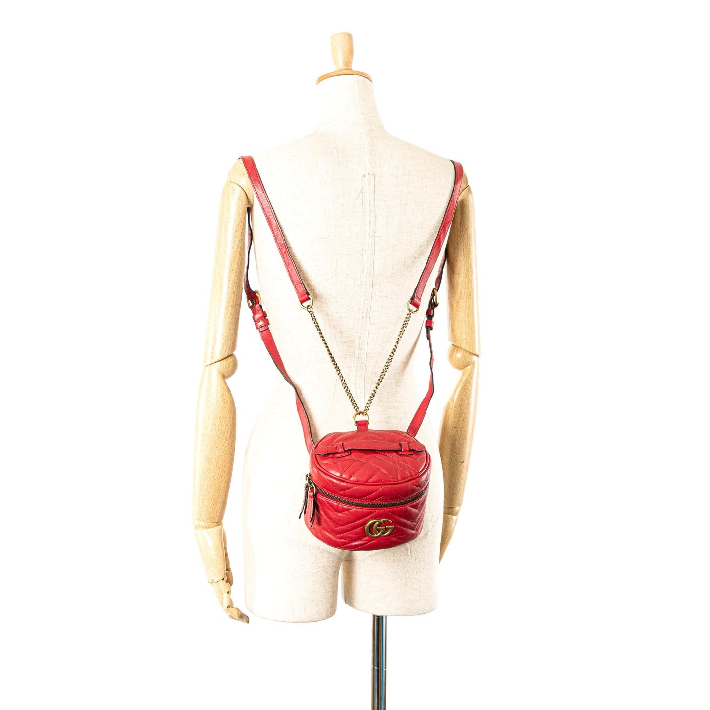 Gucci GG Marmont Round Matelasse Leather Backpack