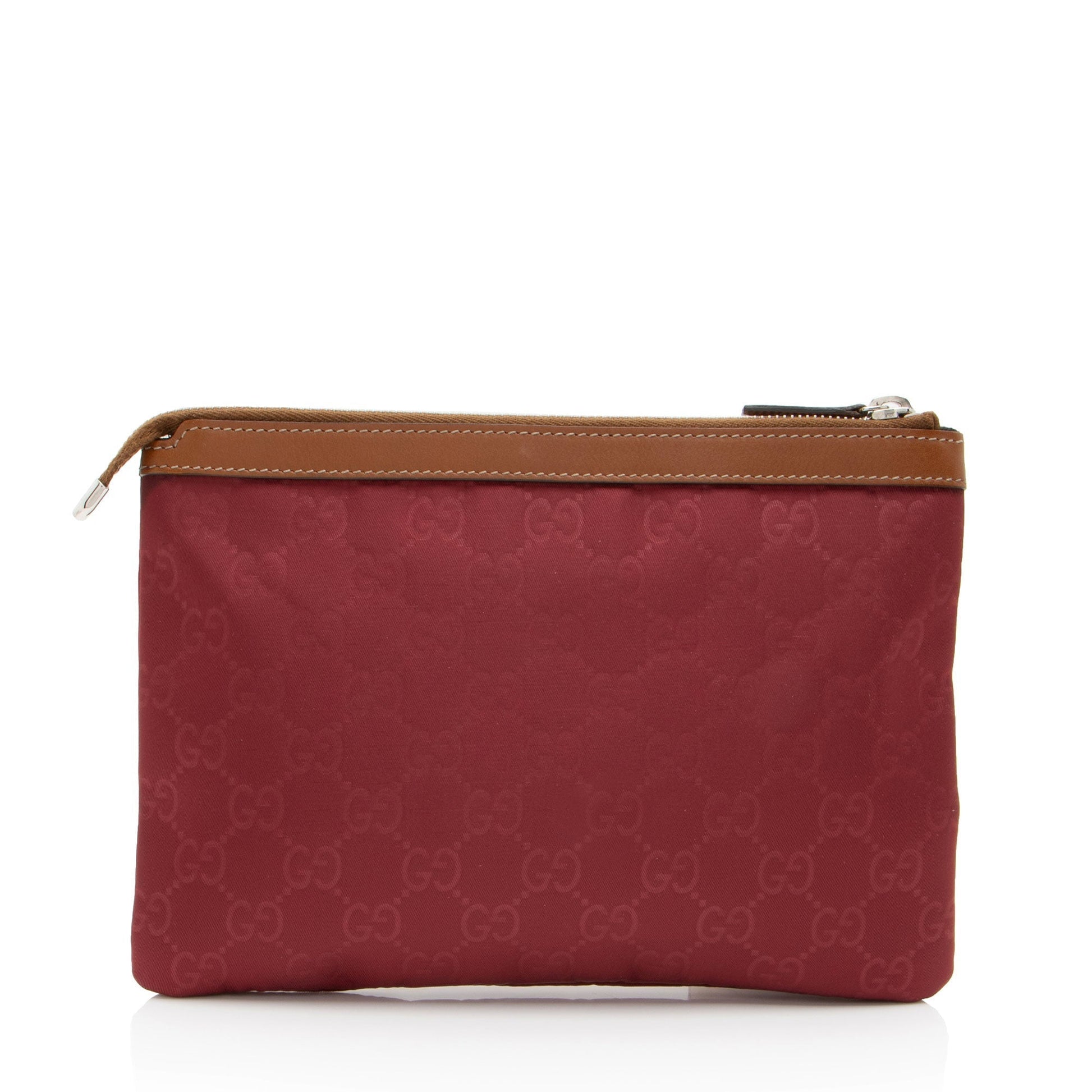 Gucci Nylon Pochette Leather Clutch
