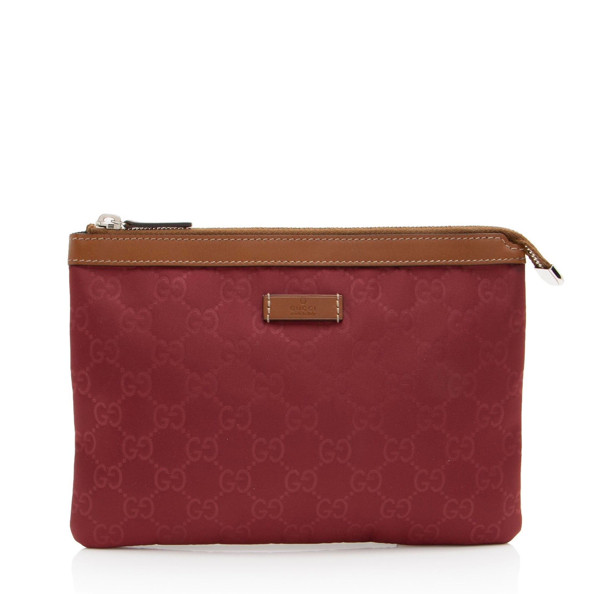 Gucci Nylon Pochette Leather Clutch