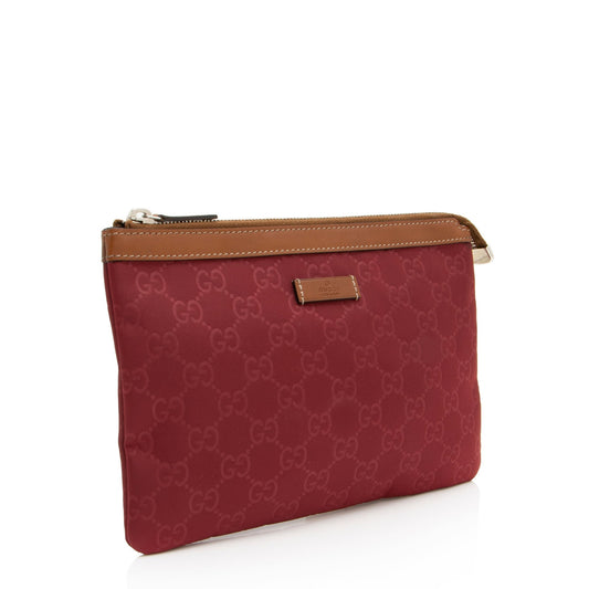 Gucci Nylon Pochette Leather Clutch