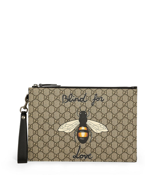 Gucci Caro Leather Canvas Clutch