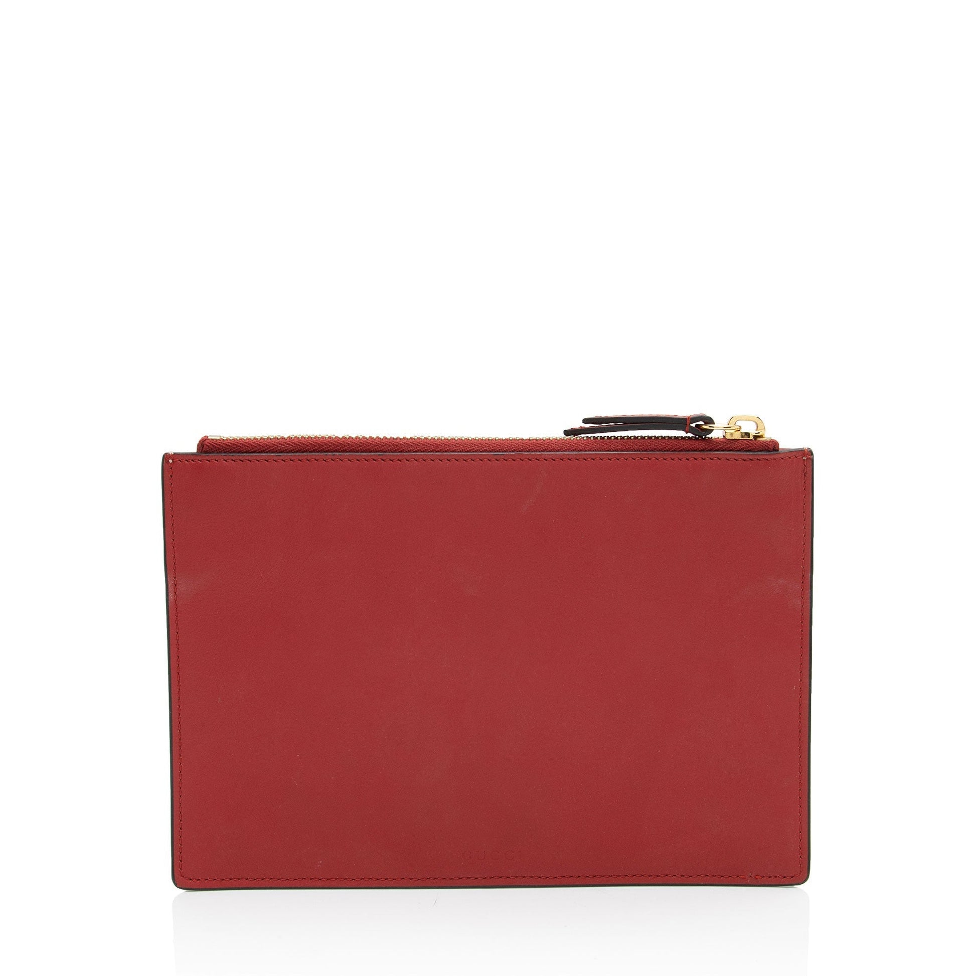 Gucci Pochette Leather Canvas Clutch