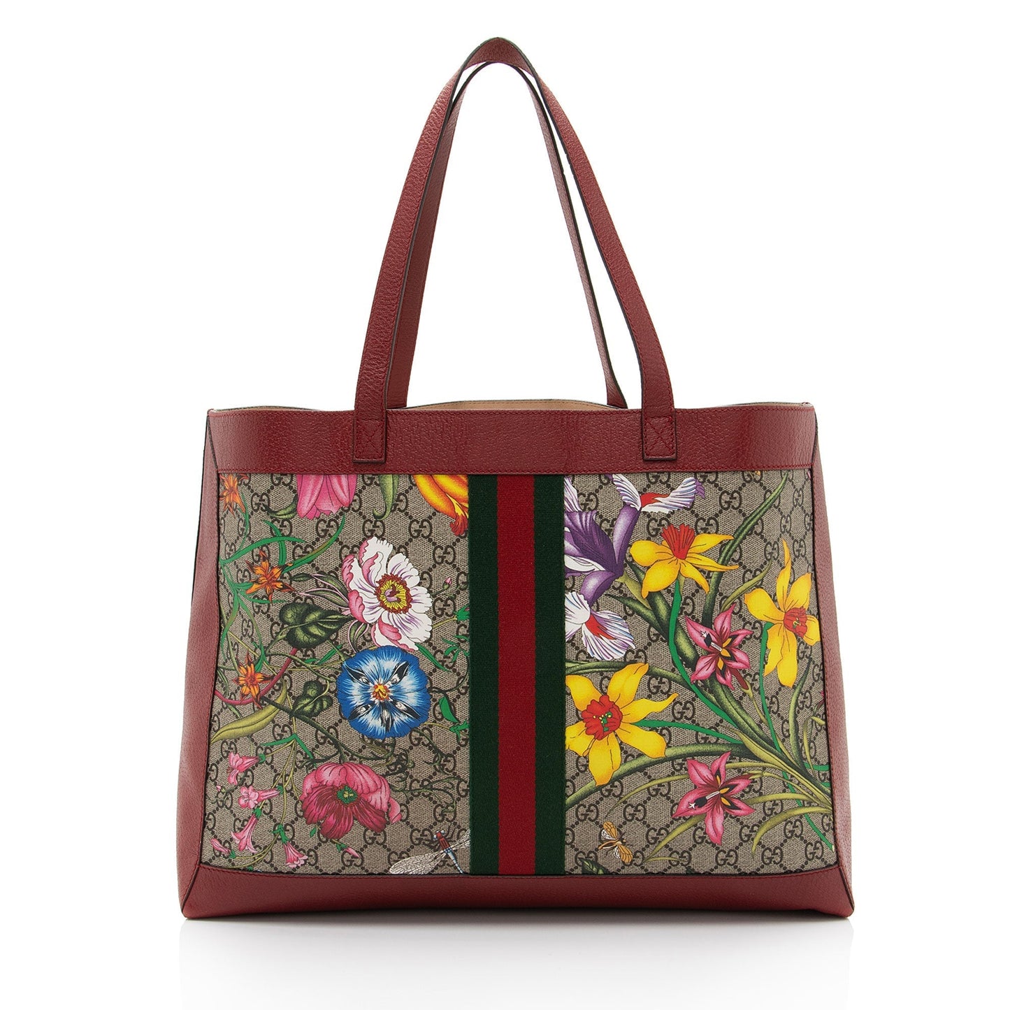 Gucci Nylon Pochette Leather Canvas Tote