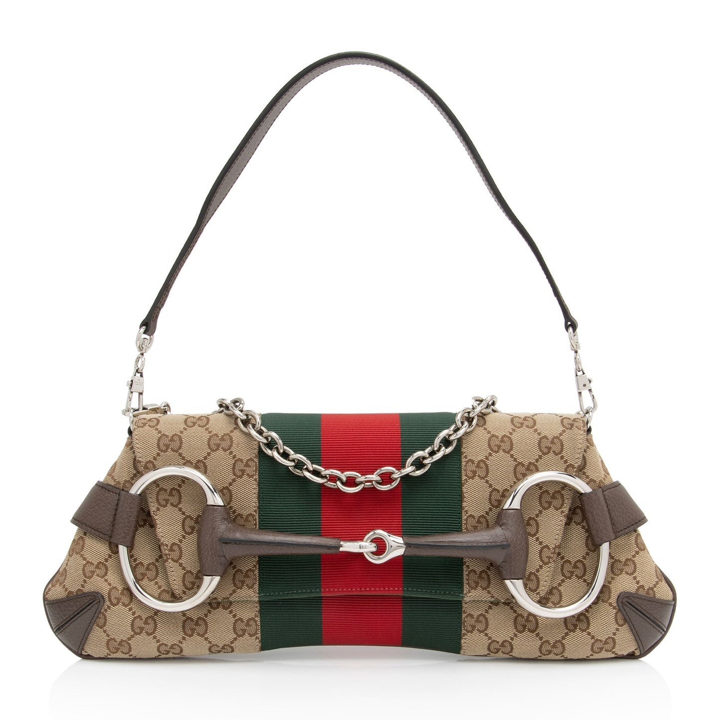 Gucci Nylon Chain Leather Shoulder Bag