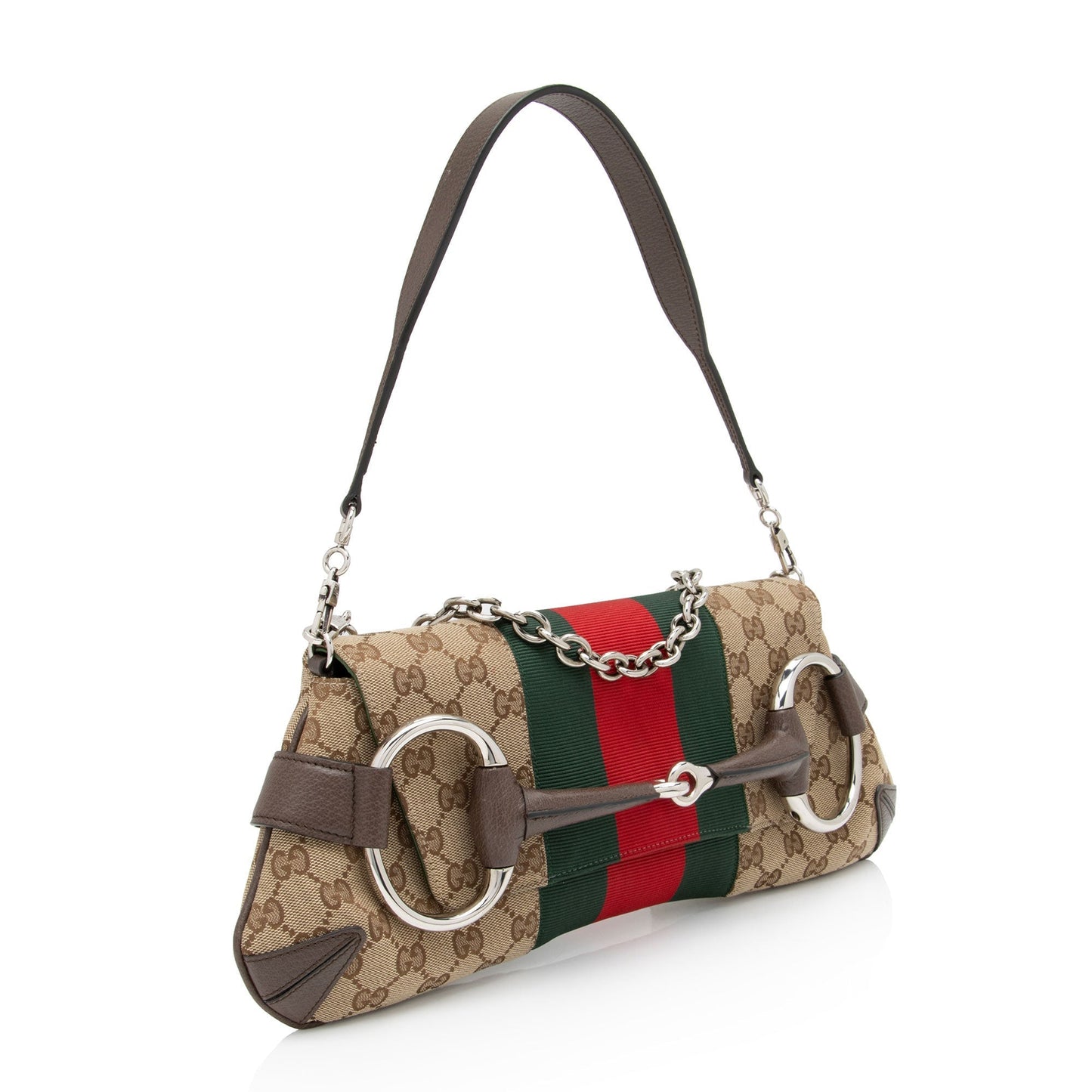 Gucci Nylon Chain Leather Shoulder Bag