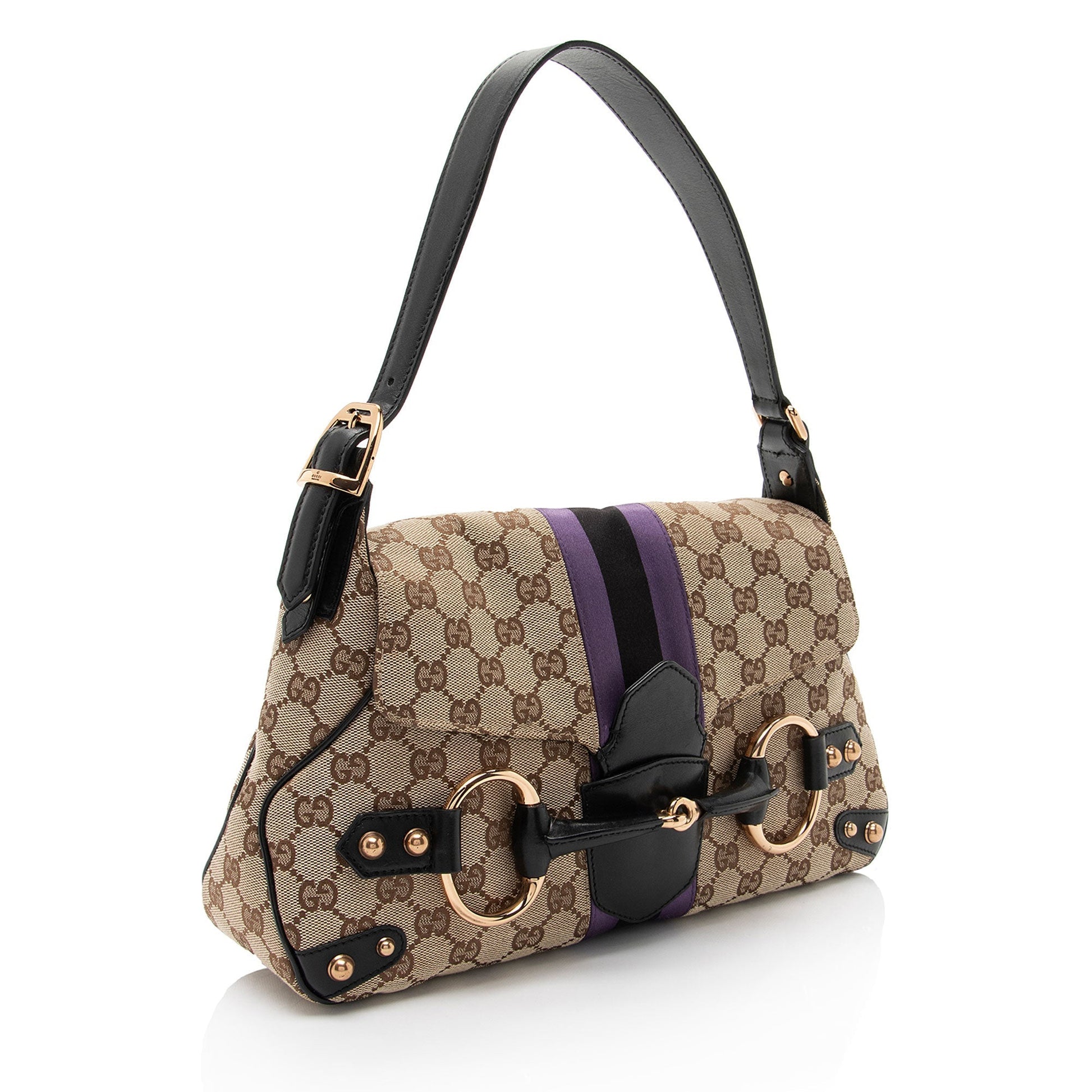 Gucci GG Supreme Horsebit Web Flap Bag (SHF-dZLqw3)