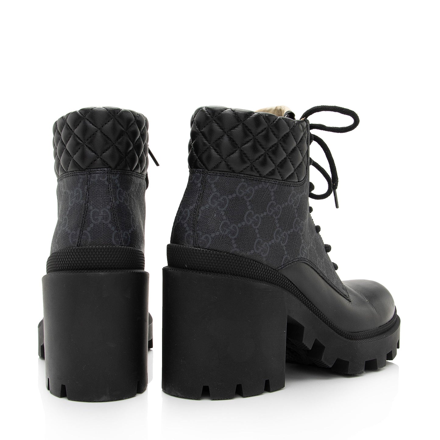 Gucci GG Supreme Leather Lace Up Ankle Boots - Size 10 / 40 (SHF-Rnm2Gv)