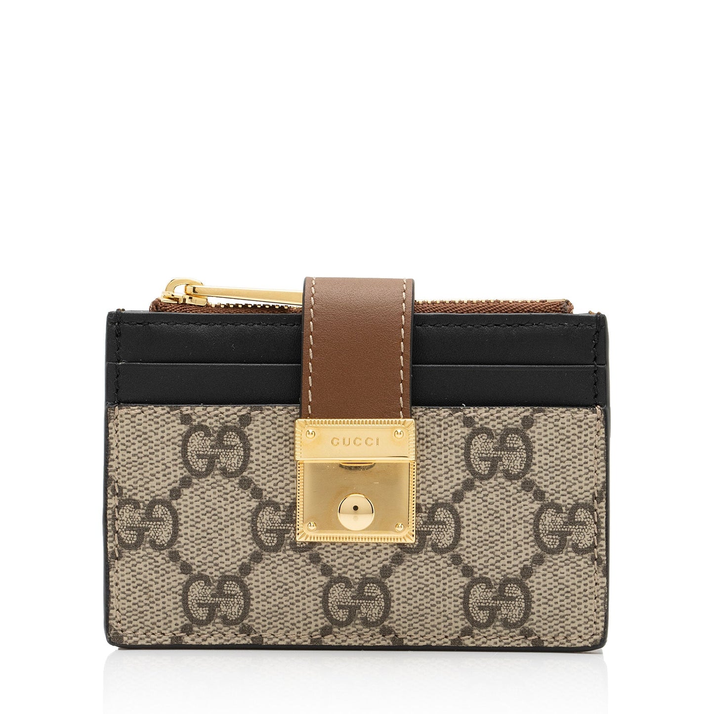 Gucci GG Supreme Leather Padlock Card Case Wallet (SHF-LgCvRN)