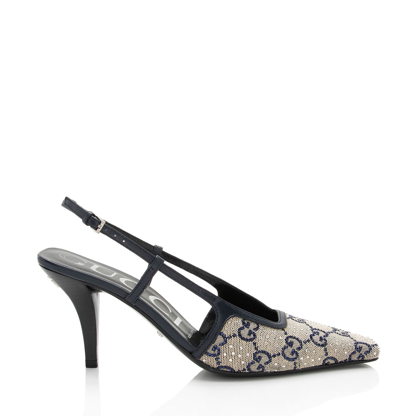 Gucci GG Canvas Crystal Slingback Pumps - Size 6 / 36