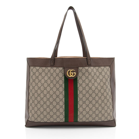 Gucci Nylon Pochette Leather Canvas Tote