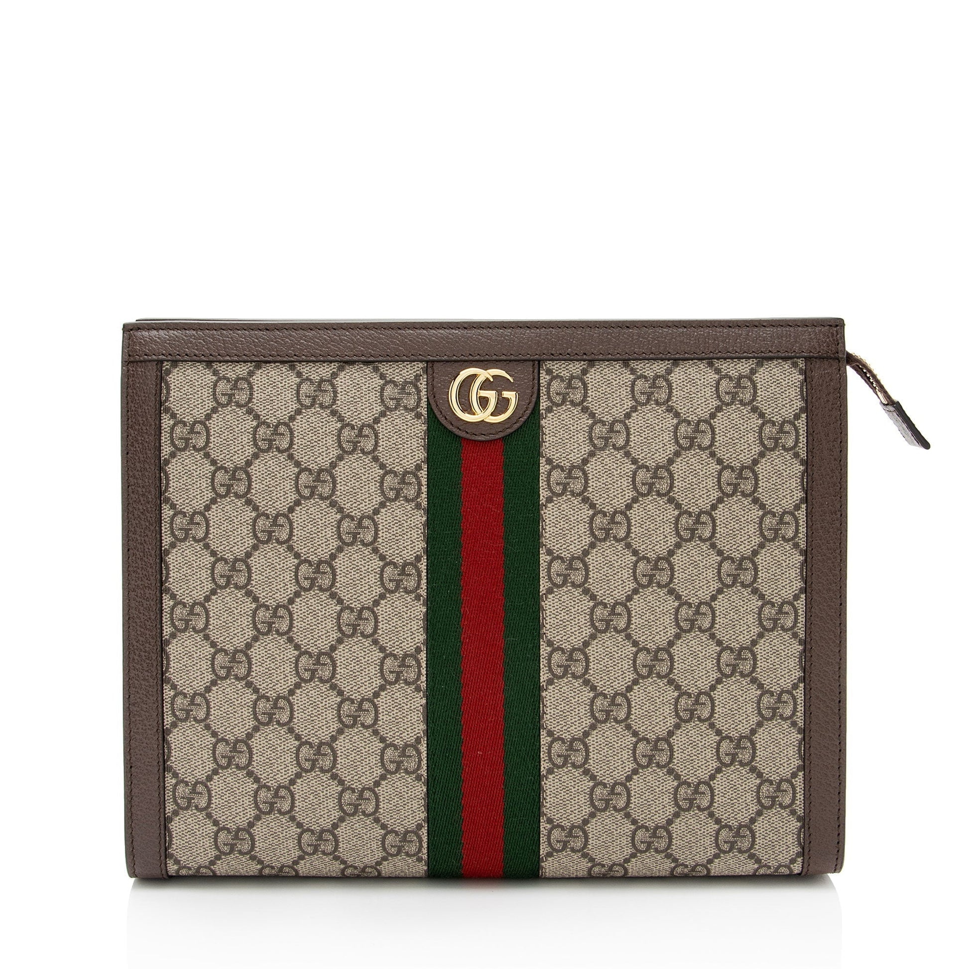 Gucci Nylon Pochette Leather Canvas Clutch