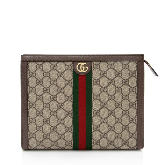 Gucci Nylon Pochette Leather Canvas Clutch