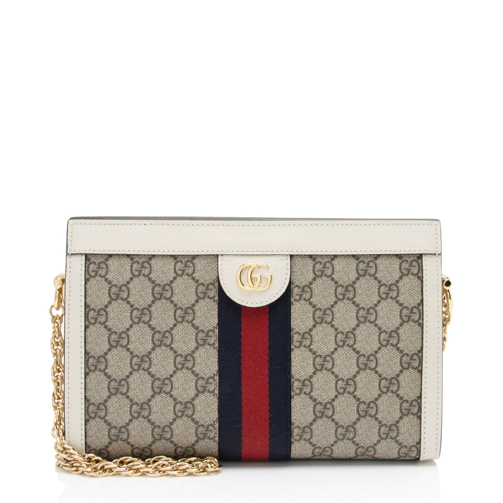 Gucci Nylon Chain Leather Shoulder Bag