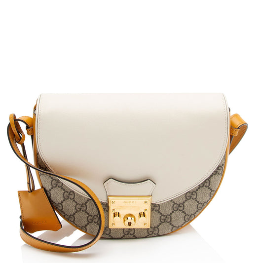 Gucci Saddle Leather Canvas Crossbody