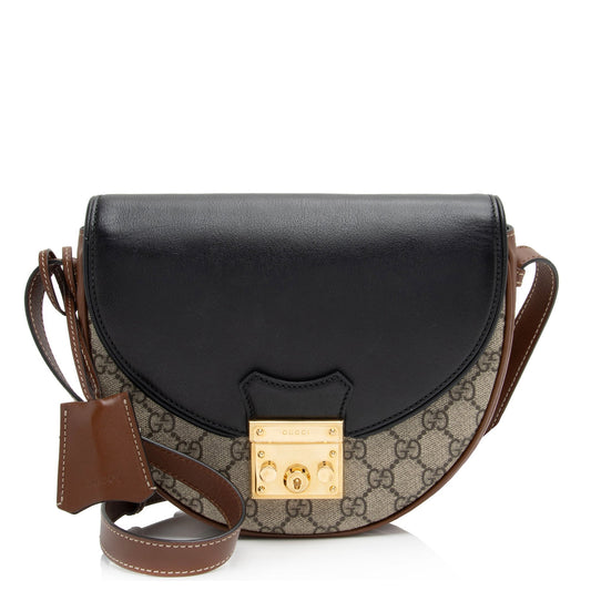 Gucci Saddle Leather Canvas Crossbody