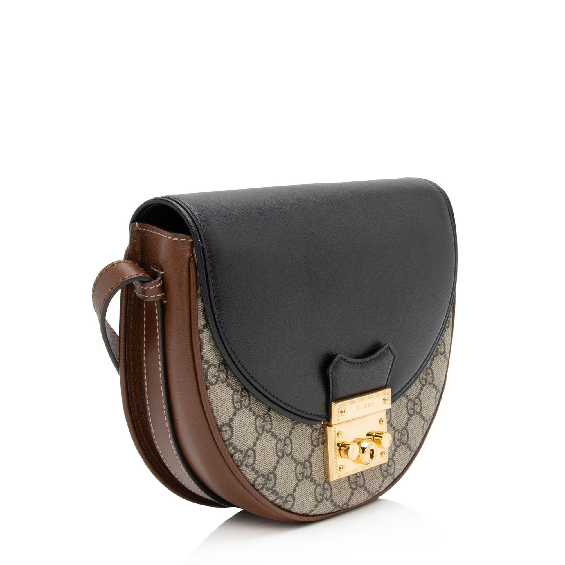 Gucci Saddle Leather Canvas Crossbody