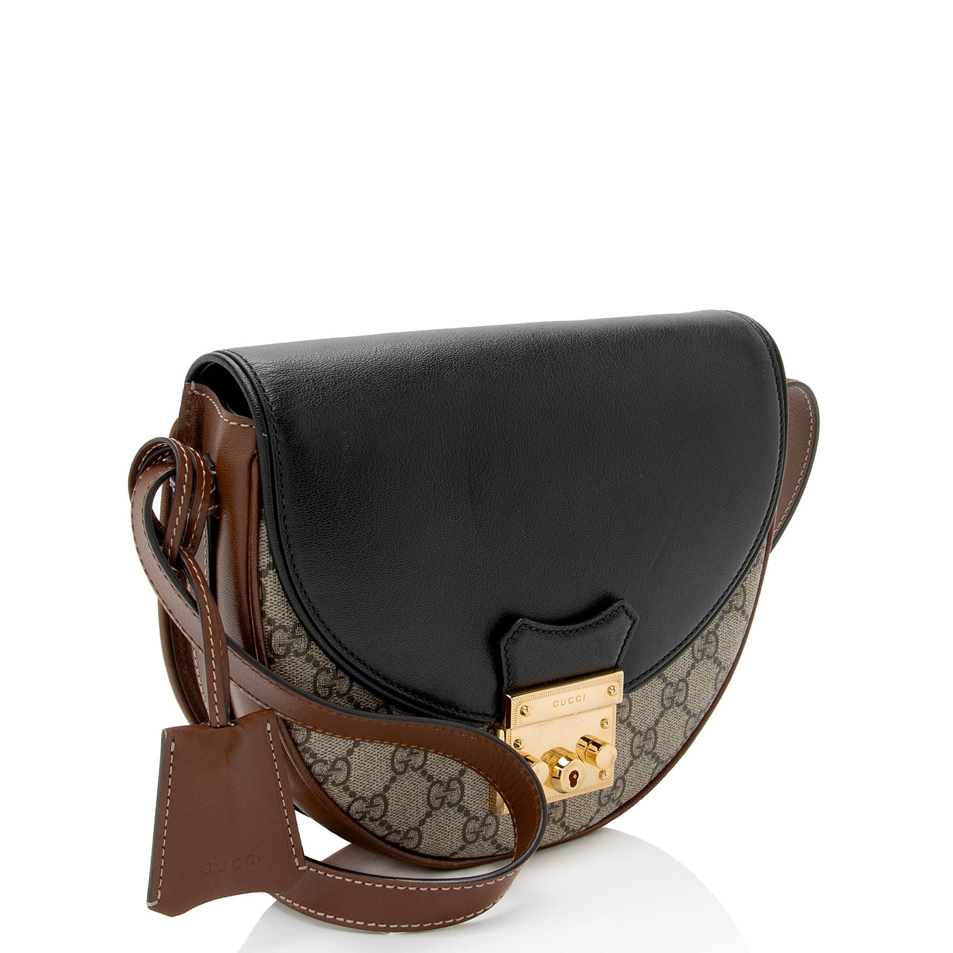 Gucci GG Supreme Padlock Saddle Small Shoulder Bag (SHF-Wwfxt7)