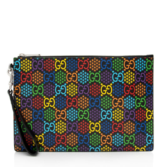 Gucci Pochette Leather Canvas Clutch