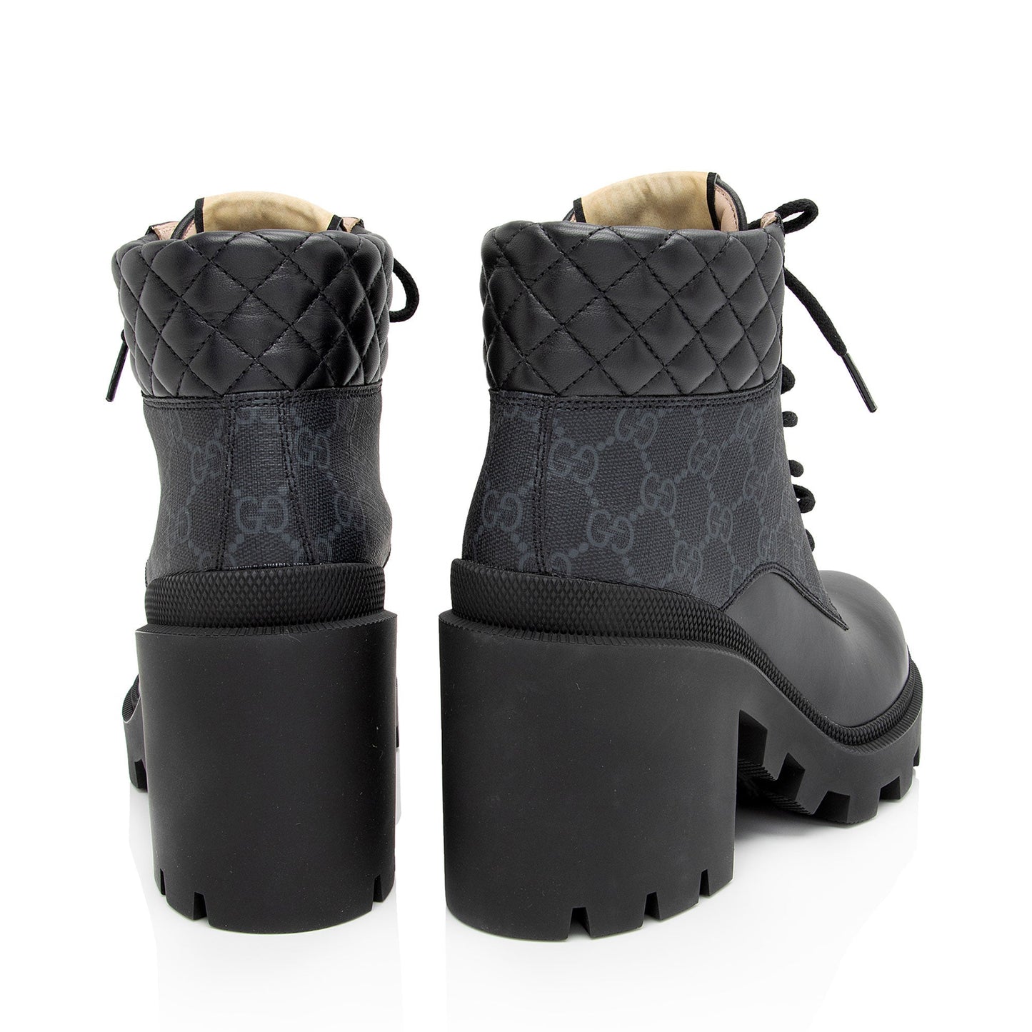 Gucci GG Supreme Quilted Calfskin Combat Boots - Size 9 / 39 (SHF-FX4r8v)