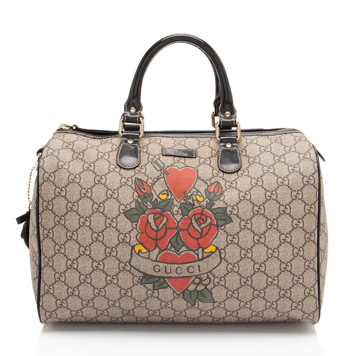 Gucci GG Supreme Tattoo Heart Medium Boston Bag (SHF-CqiJiV)