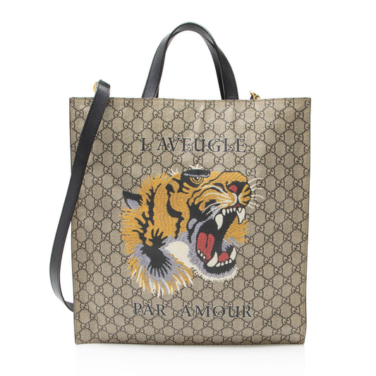 Gucci GG Supreme Tiger Tote