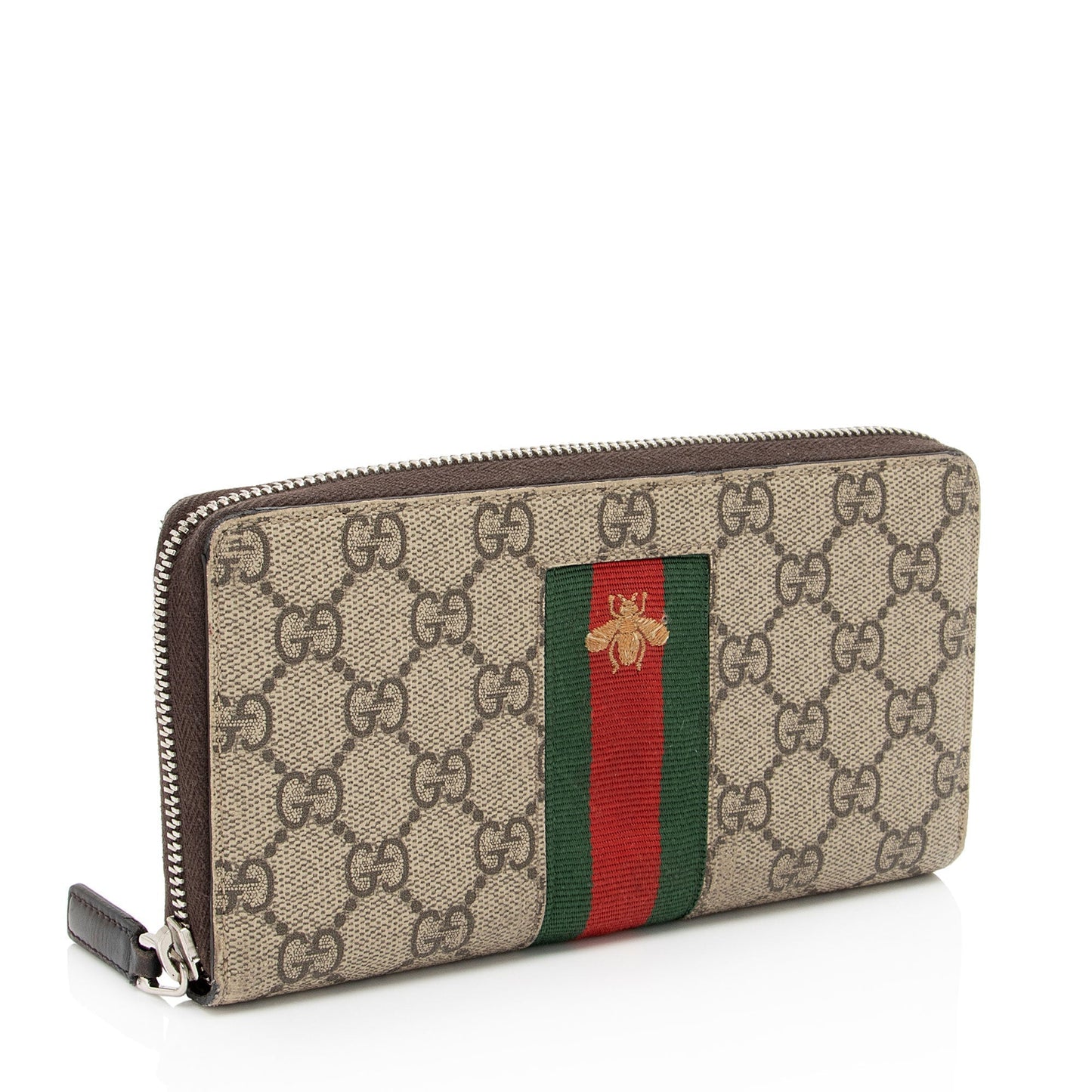 Gucci GG Supreme Web Bee Zip Around Wallet (SHF-ViBJEb)