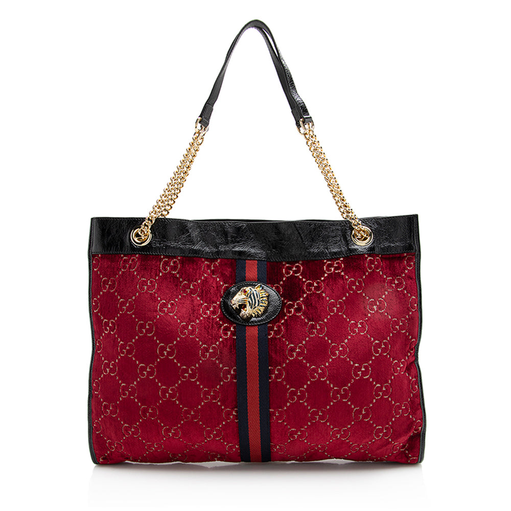 Gucci GG Velvet Rajah Large Tote (SHF-22450)